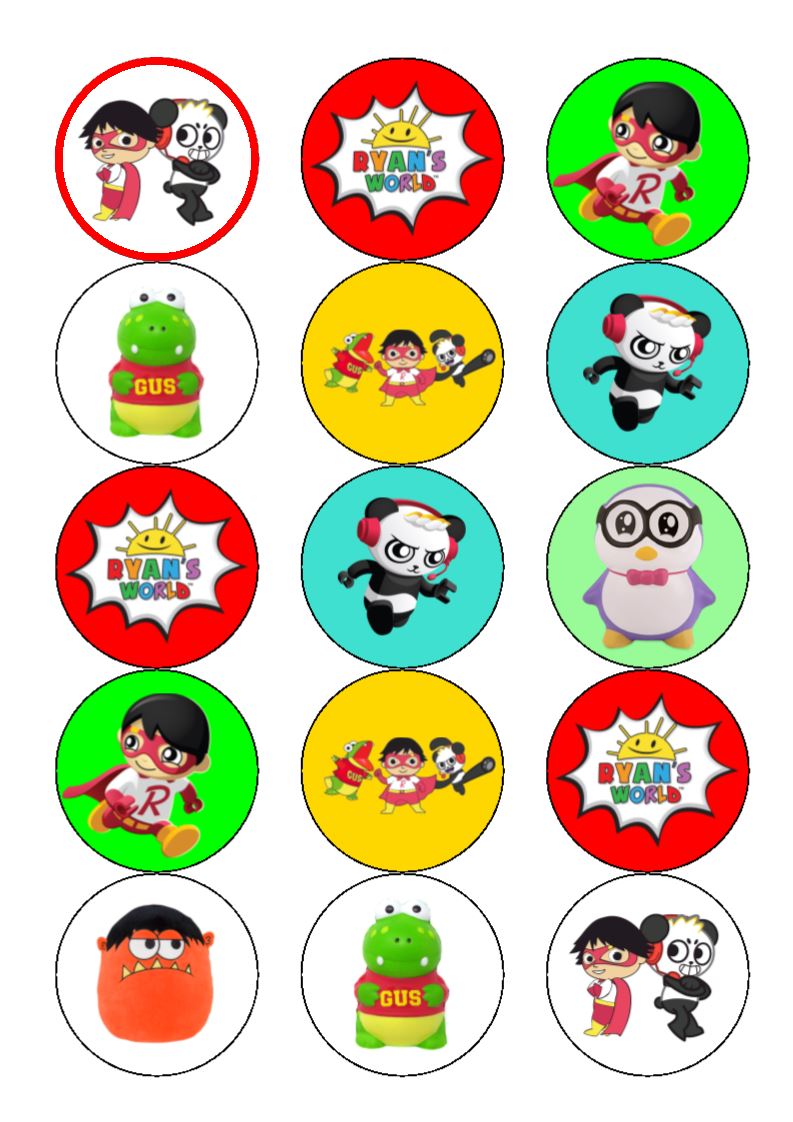 Ryans World Wafer Cupcake Toppers X15 