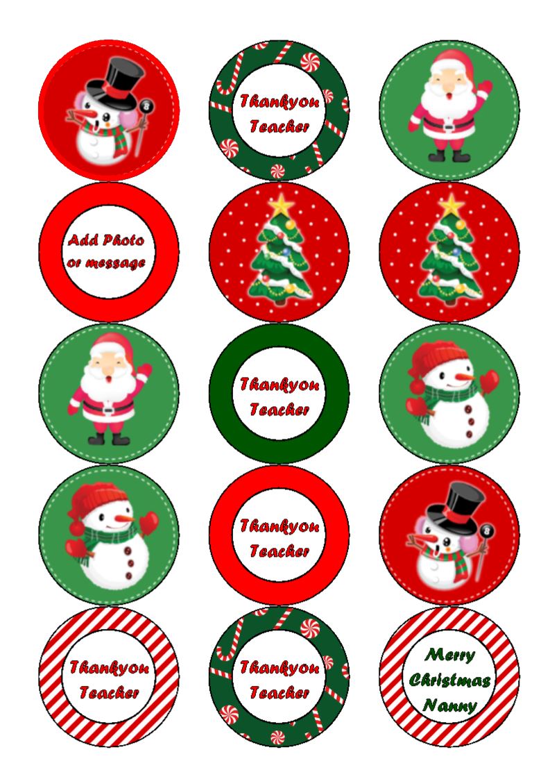 Christmas Cupcake Toppers a photo personalised message - Ireland